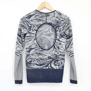 Adidas Stella McCartney CF4133 Yoga Seamless Tee Collegiate Navy/ White Sz L